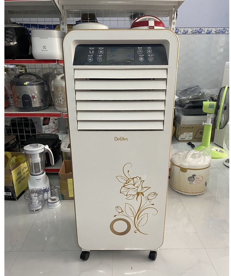Quạt điều hòa Delites FL-918 Chính Hãng trưng bày-Phạm vi làm mát Phòng 30 - 40 m² Công suất:120 W Tạo ion lọc không khí Tự ngắt bơm khi cạn nước