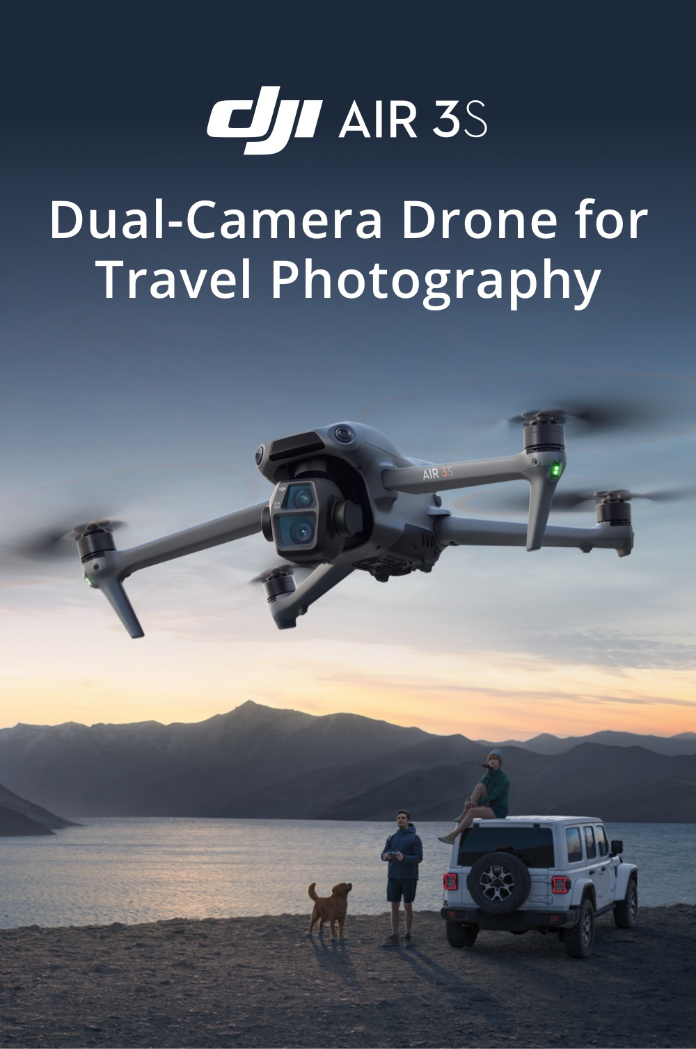 DJI Air 3S - Droni con fotocamera | Sensore CMOS da 1" | New Air Aesthetic | Smart RTH di nuova generazione | Doppia fotocamera primaria tele e grandangolare media | Rilevamento omnidirezionale degli ostacoli