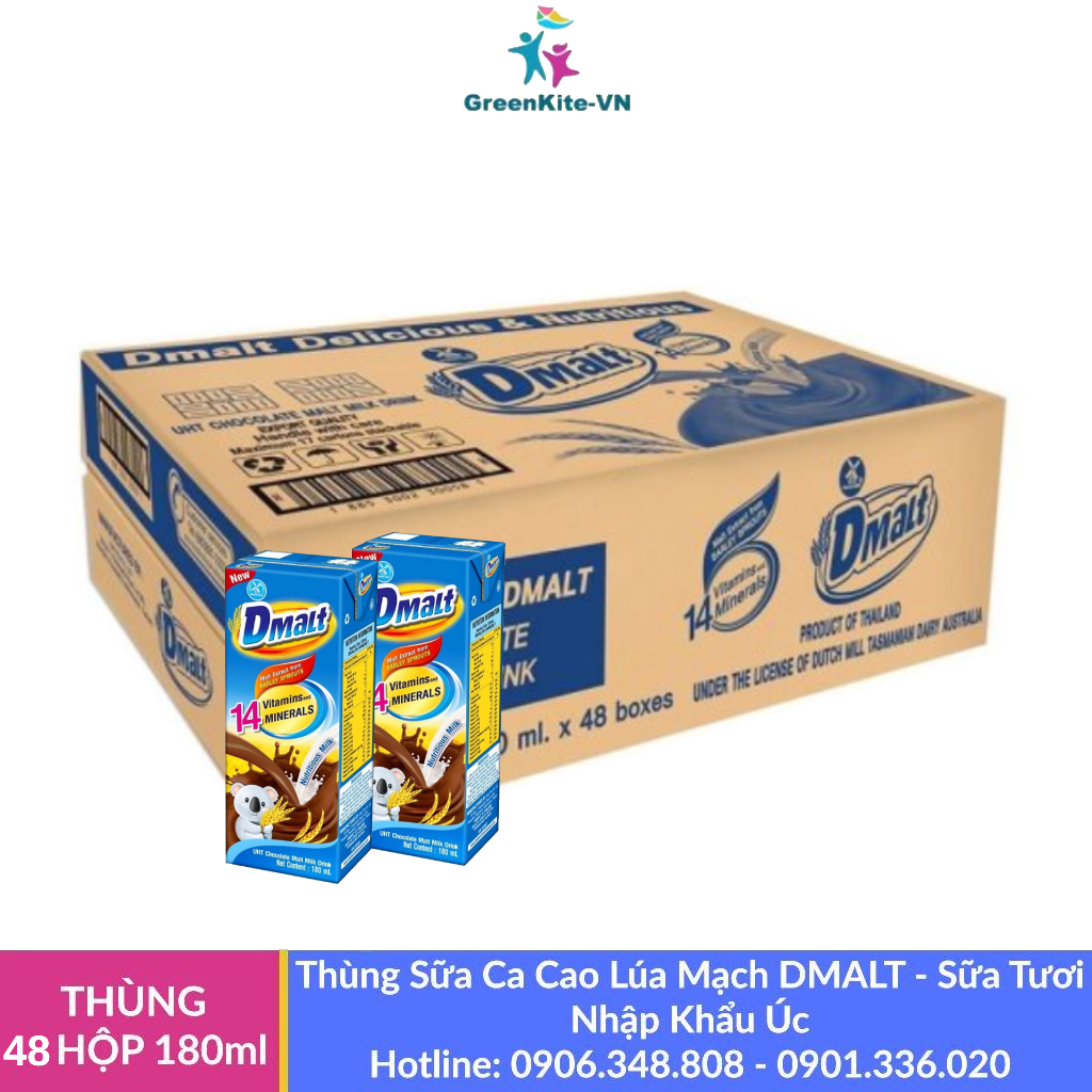 Thùng 48 hộp sữa cacao lúa mạch dmalt 180ml - sữa nhập khẩu úc