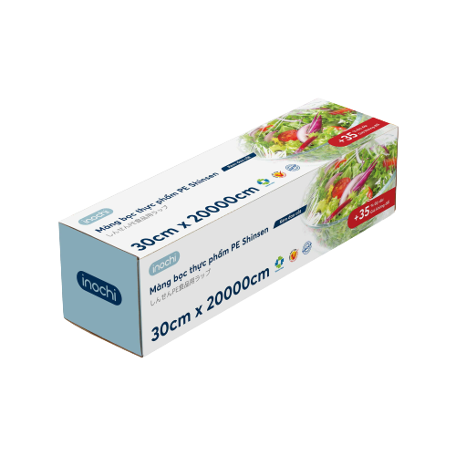 Màng bọc thực phẩm Inochi chính hãng 30x20000cm dạng dao cắt trượt bảo quản thực phẩm an toàn tiện lợi