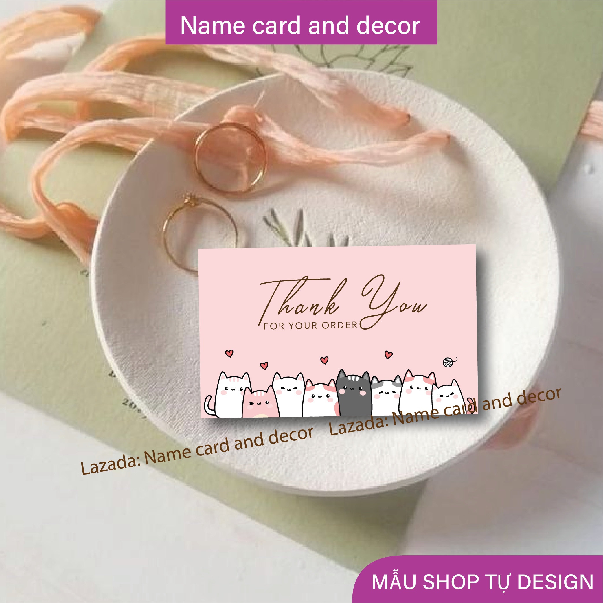 Name card cảm ơn khách hàng kute, thank you card, thiệp cảm ơn có sẵn tại shop Name card and decor kích thước 9x5,5 cm