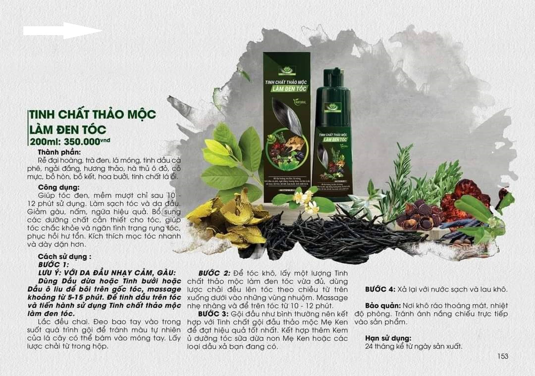 Dầu gội phủ bạc mẹ ken-tinh chất làm đen tóc mẹ ken-chai 200ml