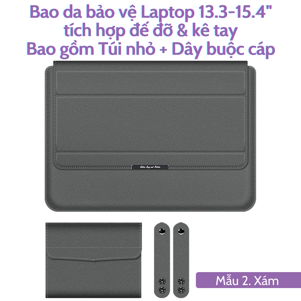 Sẵn VN - SHIPNOW W&Q Bao Da Bao Laptop Macbook 13 - 13.3 - 14 - 15.4 - 15.6 inch Sang Trọng Cao Cấp Nhiều Tính Năng Tích Hợp Giá Đỡ và Kê Tay