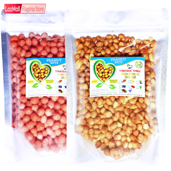 Combo 1KG Đậu Phộng 2 Vị: Rang Muối và Da Cá Dâu Tây Tâm Đức Thiện Thực Phẩm Đóng Gói Đóng Hộp Ăn Liền đồ ăn vặt Lazada bánh kẹo quà Tết