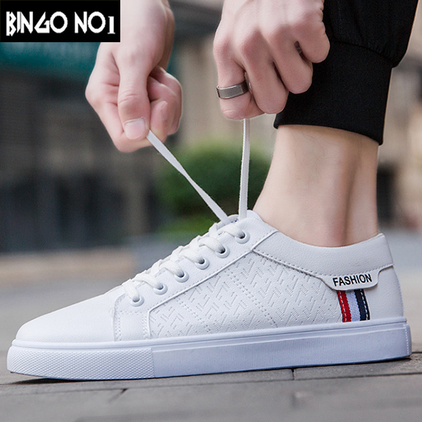 Giày nam thể thao sneaker BINGO trắng đẹp cổ cao cho học sinh đi học đi làm cao cấp Mã GLD-1
