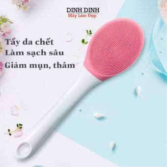 Máy tắm silicon, cây chà lưng, cọ tắm silicon kháng khuẩn- Tẩy da chết body, trị mụn lưng, giảm mụn, viêm lỗ chân lông Dinh Dinh máy làm đẹp