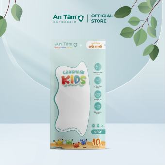Khẩu trang cua CRABMASK cho bé 4 lớp Giấy kháng khuẩn và Vải không dệt - AN TÂM - Túi 10 cái