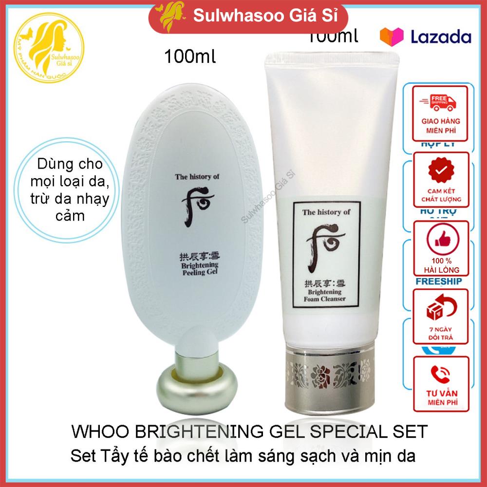Tẩy da chết Whoo Brightening Peeling Gel 100ml tặng kèm tuýp sữa rửa mặt 100ml giúp sáng mịn sạch da sulwhasoogiasi