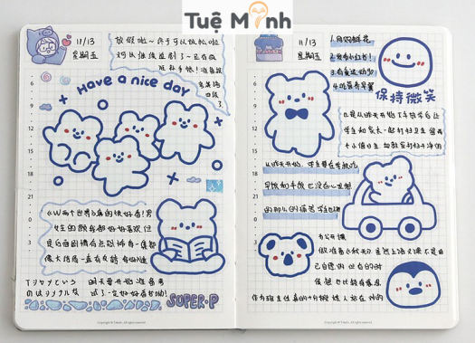 Bộ Sticker hình Thỏ Béo - Gấu dễ thương trang trí sổ, laptop, điện thoại, nhán dãn trang trí