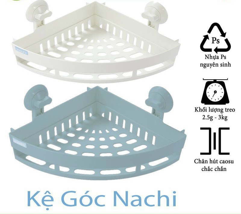 Kệ Treo góc Nachi Inochi hàng xuất Nhật Bản hút chân không, chịu lực tốt, nhựa PP nguyên sinh