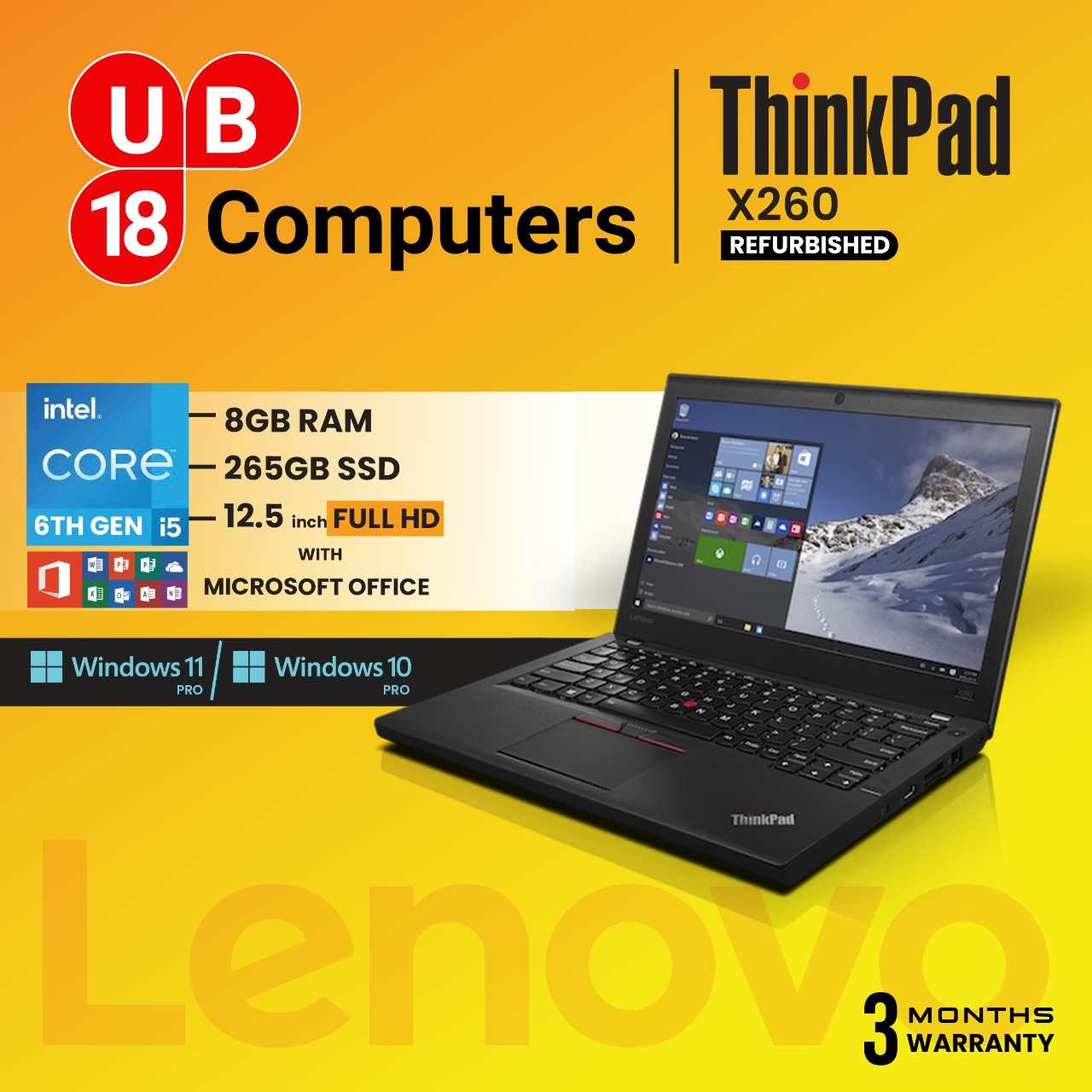 Lenovo Thinkpad X230 / Core i5/ 8GB Ram/ 128GB SSD/ Windows 10/ Ms