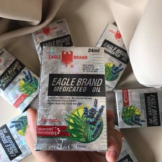 Dầu Gió Trắng Hương Lavender 2 Nắp Con Ó Singapore Nhập Mỹ 24ml - Dầu Trắng Eagle Brand