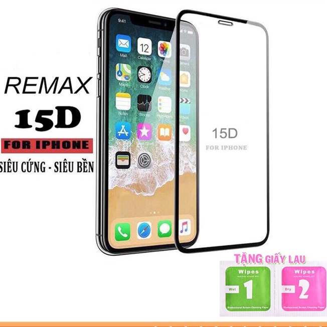 Kính cường lực iphone full màn 15d remax