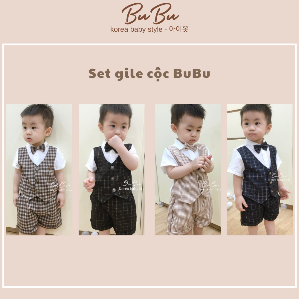 Set gile cộc thời trang mùa hè cho bé trai - hàng thiết kế bubu