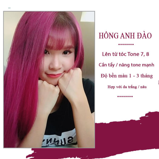 Thuốc Nhuộm Tóc Màu HỒNG ANH ĐÀO kèm thuốc tẩy tóc coiang88