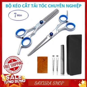 Kéo cắt tóc, kéo tỉa tóc, kéo cắt tỉa tóc, bộ hai kéo cắt tỉa tóc chuyên nghiệp tặng kèm bộ phụ kiện cắt tóc nam đầu đinh - Thiết kế vừa vặn & Sắc bén