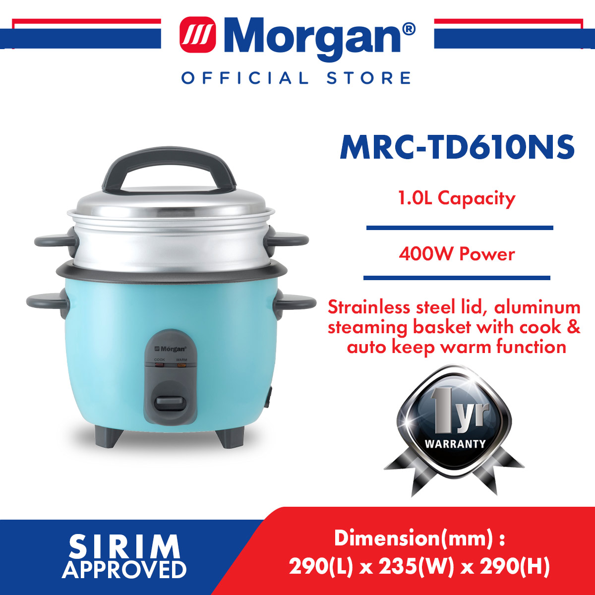 MORGAN MRC-TD610NS TRADITIONAL RICE COOKER 1L