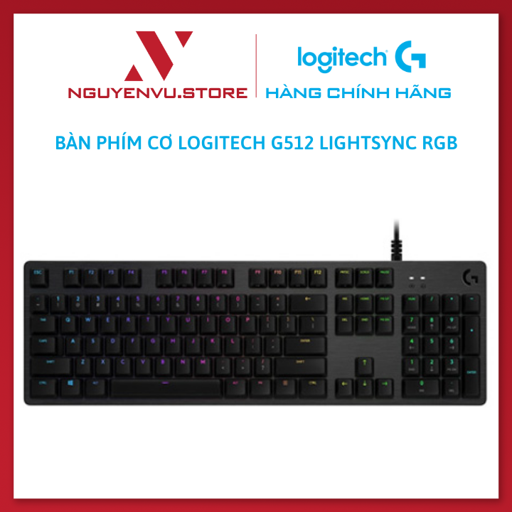 Bàn phím game cơ học logitech g512 - rgb lightsync, 3 loại gx switch, vật liệu cải tiến, cổng usb 2.0 - hàng chính hãng