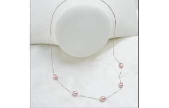 dây chuyền bạc tinh khiết đính mạ bạch kim đính 5 ngọc trai thật