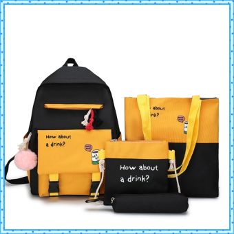 Balo nữ phối màu cực đẹp ẢNH THẬT Bộ 4 món Balo nữ túi ví MILK TEA