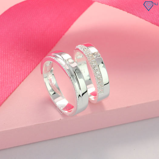 Nhẫn đôi bạc nguyên chất khắc tên ND0338 - Trang Sức TNJ