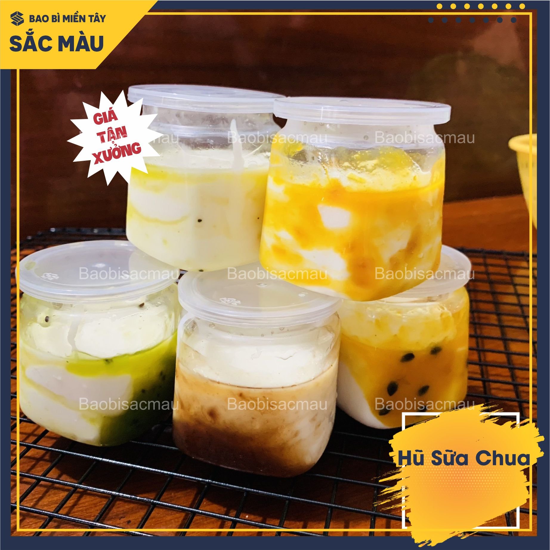 50 hũ đựng sữa chua pet 120ml kèm sticker dễ thương