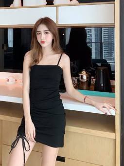 Váy body đầm body nữ - váy body rút eo 2 mẫu - đầm 2 dây - váy body 2 dây - váy body cổ tròn rút eo