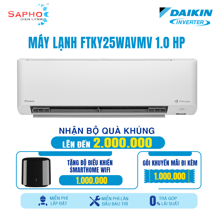 Máy lạnh treo tường ftky daikin chính hãng đời mới 2022 inverter gas r32 treo tường 1 chiều lạnh loại tiêu chuẩn