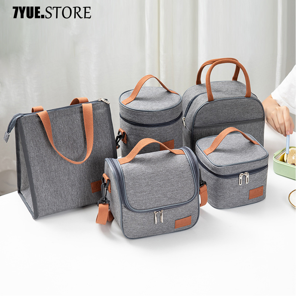 Gambar Thermal Lunch Bag for Men Women Waterproof Oxford Cloth Aluminum Foil Insulation Shoulder Bag
