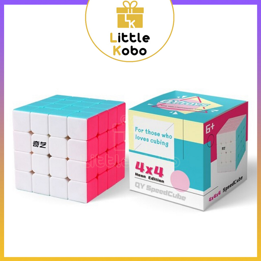 Rubik QiYi Neon 4x4 Rubic 4 Tầng 4x4x4 Biến Thể Pastel Macaron Stickerless