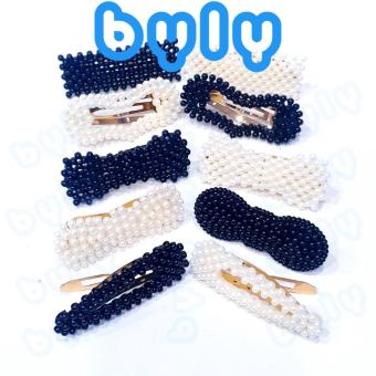 Kẹp tóc bấm thời trang đen - trắng  VBBET30 - ByLy Store