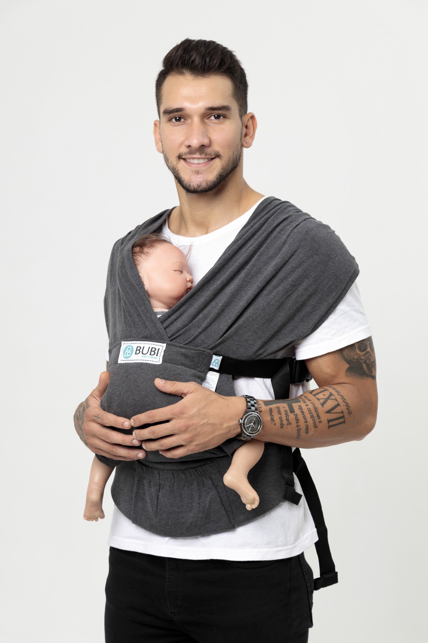 Địu vải bubi gen 3 - 100% cotton - xám lông chuột