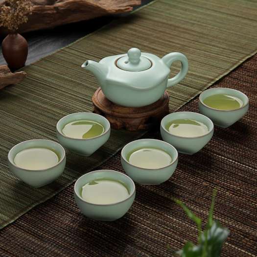 BỘ ẤM CHÉN PHA TRÀ MEN NGỌC 3D HÌNH CÁ