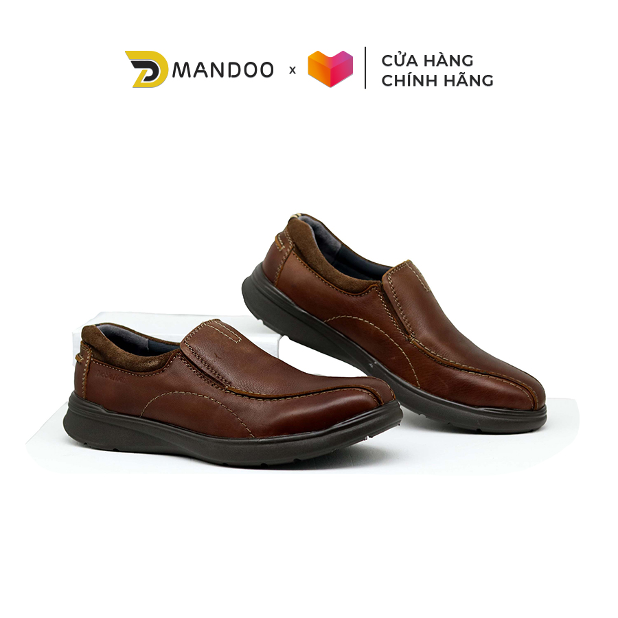 Giày lười công sở nam da bò thật cao cấp mandoo tăng chiều cao nb7 màu nâu