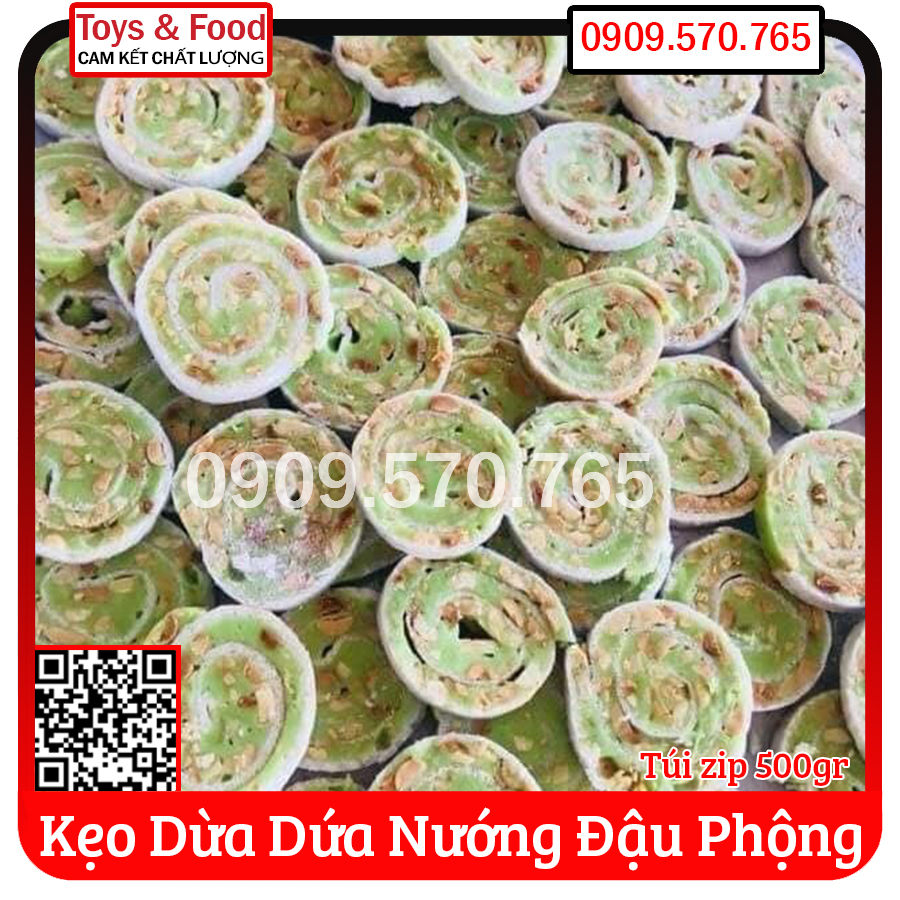 Kẹo dừa dứa nướng đậu phộng - túi zip 500gr