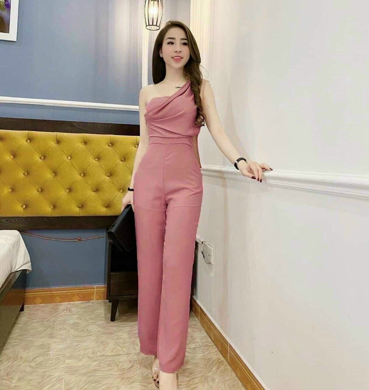Jum nữ kiểu dáng lệch vai có mút thiết kế trang trọng chất liệu chéo nhung thời trang HARI