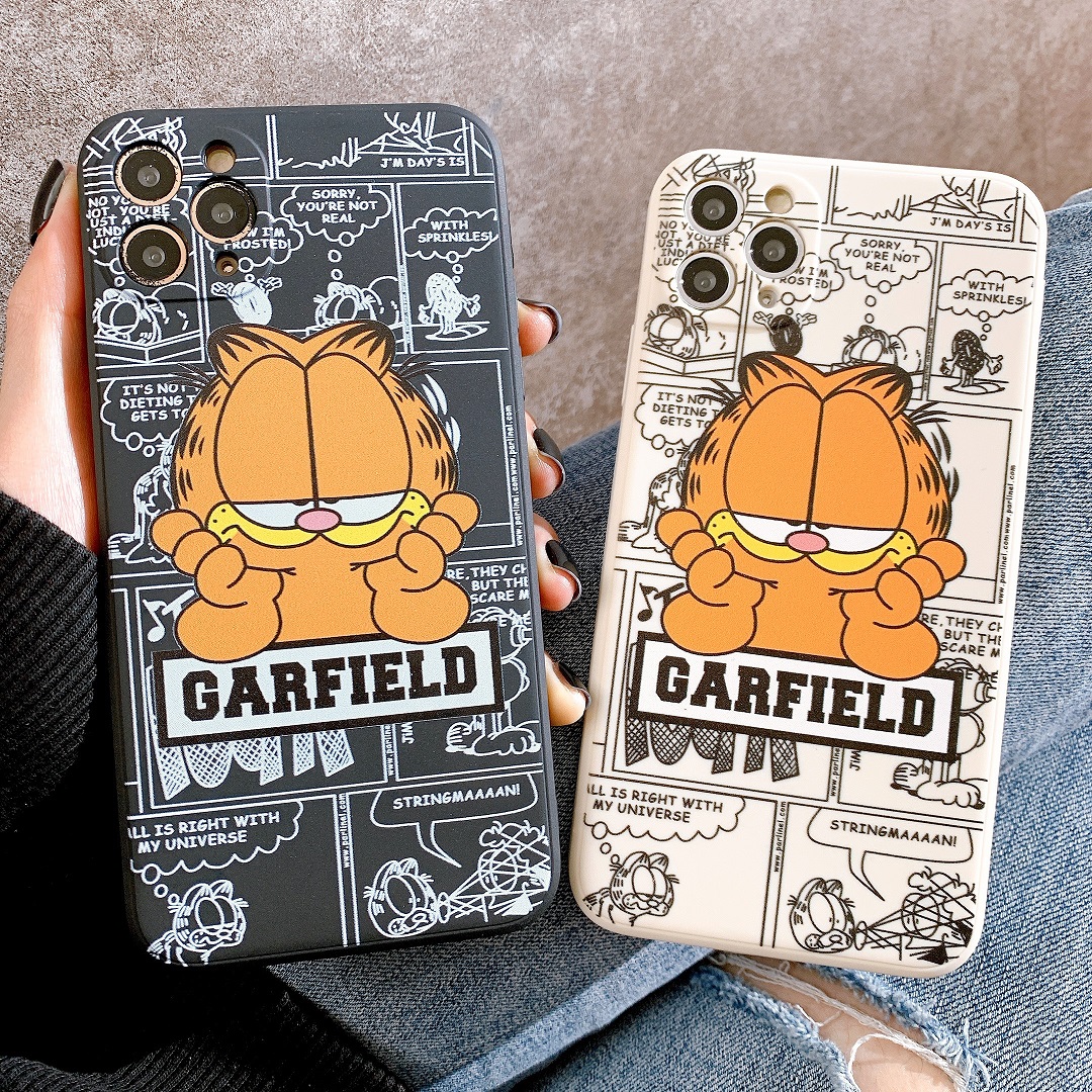 Ốp Lưng Silicon Màu Bảo Vệ Camera Chú Mèo Garfield