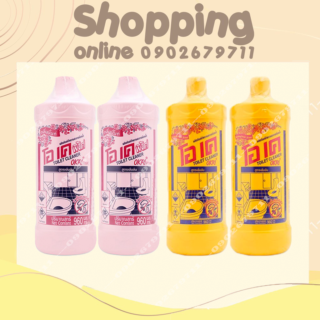 COMBO 2 Chai Nước Tẩy Rửa Bồn Cầu Okay Hồng Thái Lan