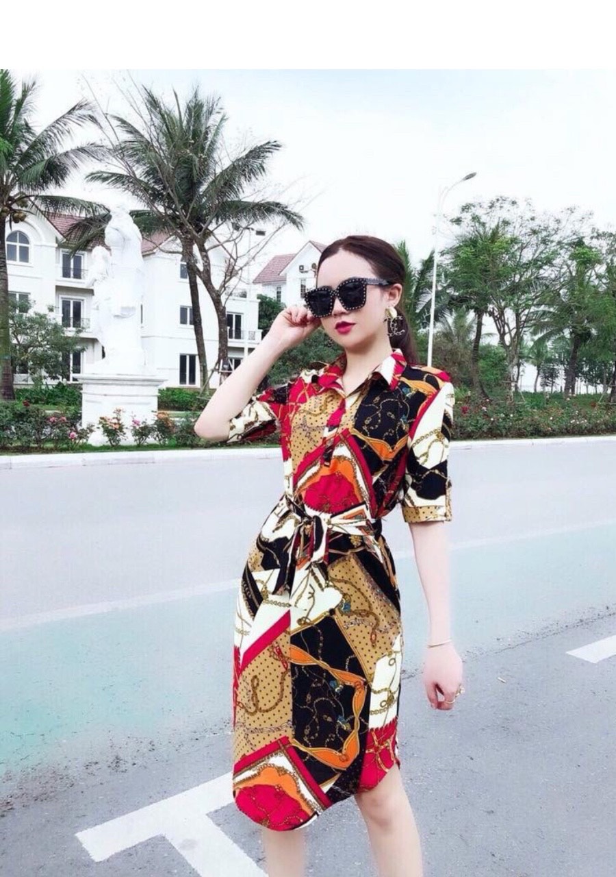 [freeship]Váy, Đầm sơ mi xắn tay suông oversize vải mango thời trang cao cấp