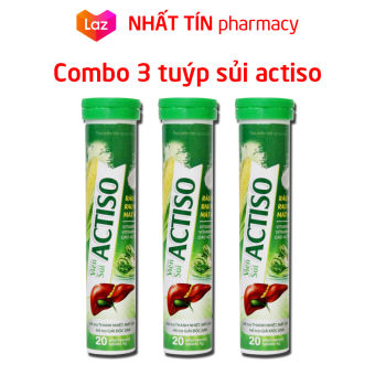 Combo 3 tuýp sủi Actiso Râu ngô Rau má mát gan bổ sung vitamin PP B C giải độc gan bổ gan - Tuýp 20 viên