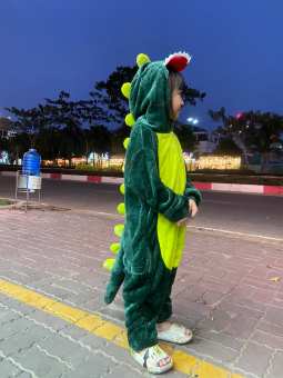 Bộ Đồ Thú Khủng Long Xanh Trẻ Em, Người Lớn FULL Size