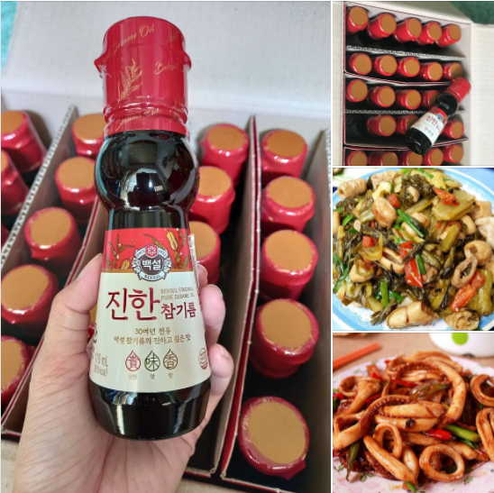 Dầu mè, vừng đen hàn quốc nguyên chất chai 110ml beksul nhập khẩu hàn quốc