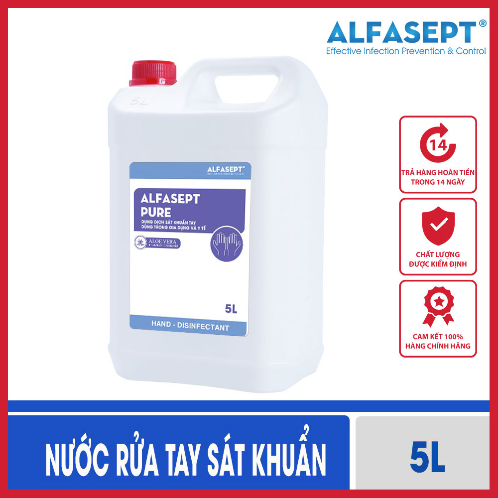 Gel rửa tay sát khuẩn nhanh alfasept pure gel 5l - dạng gel dưỡng ẩm, diệt khuẩn hiệu quả