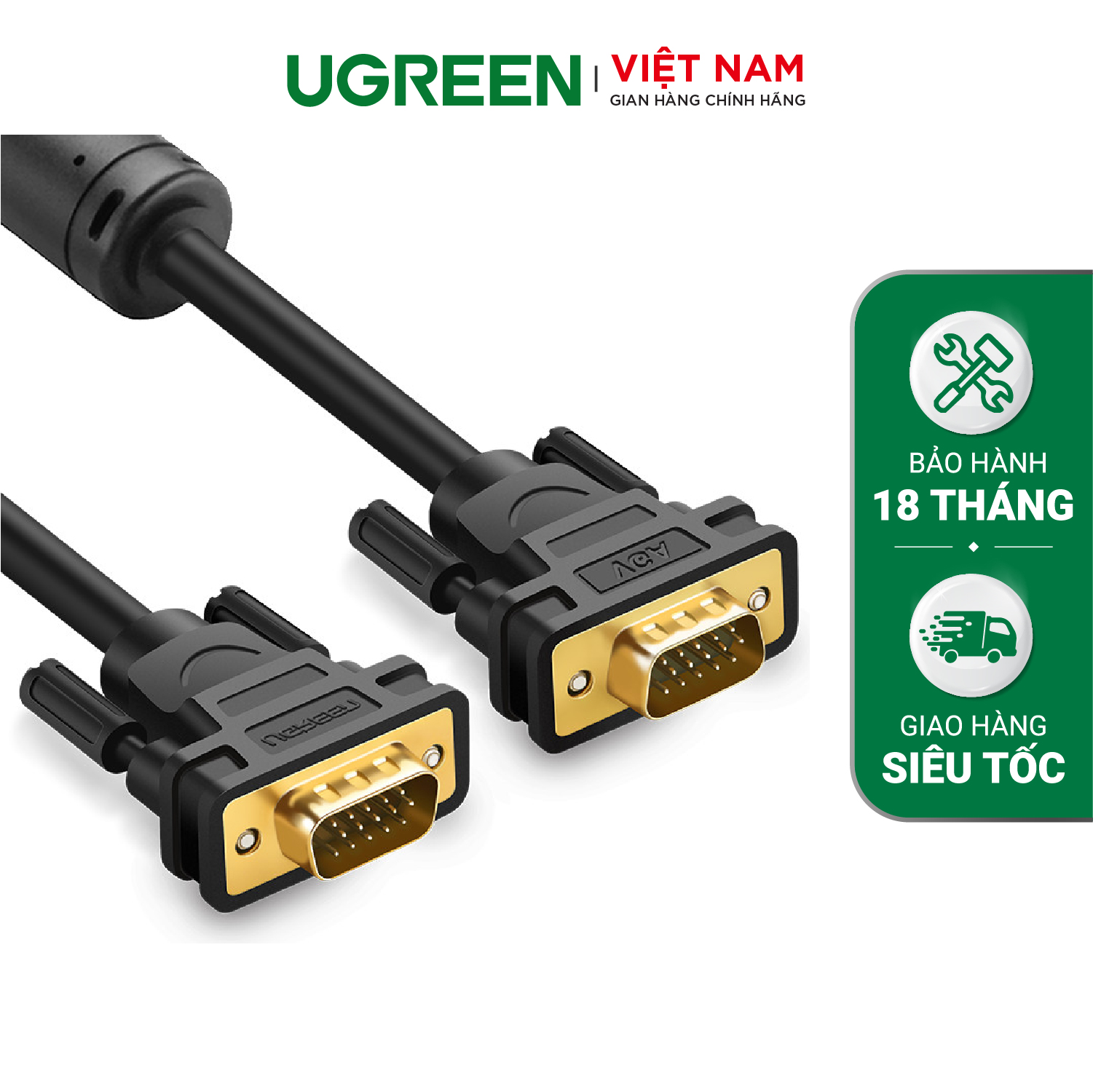 Dây cáp kết nối vga hdb 15 đực sang hdb 15 đực dài từ 1-30m ugreen vg101 vg105 - hãng phân phối chính thức - bảo hành 18 tháng 1 đổi 1