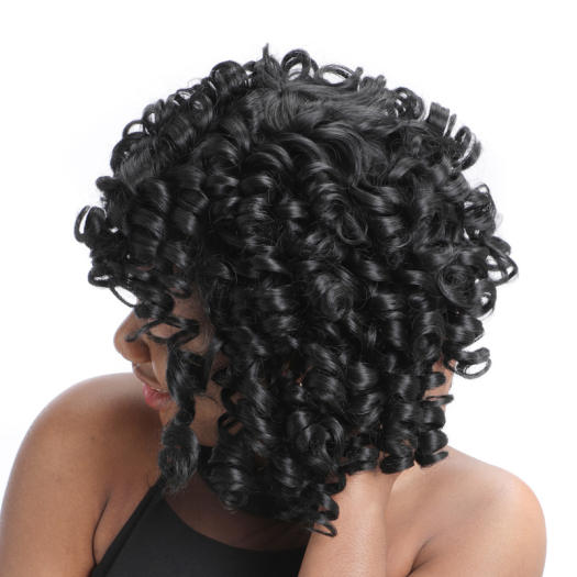 Mũ Đội Đầu Tóc Giả Nữ Châu Phi, Tóc Giả Xoăn Rộng Lớn Thực Tế Màu Đen, Mũ Đội Đầu Ngắn Phụ Kiện Đội Đầu Tóc Xoăn Ngắn