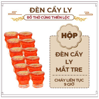 Hộp 12 Ly Đèn Cầy Mắt Tre Nhỏ Gọn Cúng Sao [9 Tiếng] - Thiên Lộc