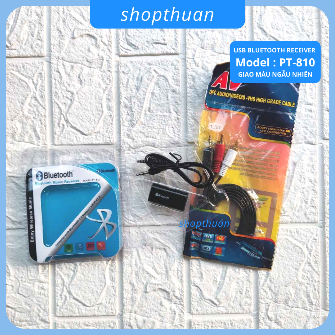 [HCM]Usb Bluetooth PT-810 + Dây AV - kết nối cổng AUX biến loa thường thành loa bluetooth 2.0