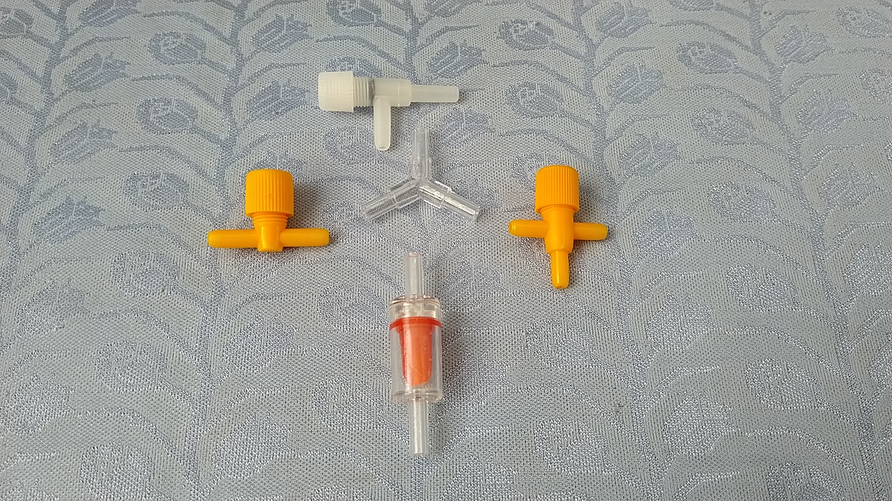 Đầu nối và van nối dây oxy 4mm dùng cho hồ cá.