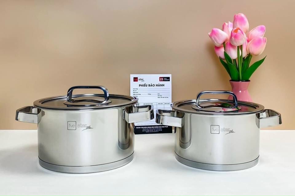 Nồi inox 3 đáy 304 , sz 16-18-20-24 chính hãng five star