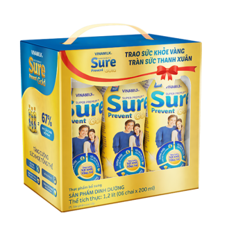 2 Lốc Sữa bột pha sẵn Vinamilk Sure Prevent Gold - Lốc 6 chai x 200ml